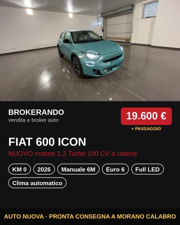 Fiat 600 1.2Icon 100Cv NUOVA Motore aggiornato con catena Auto